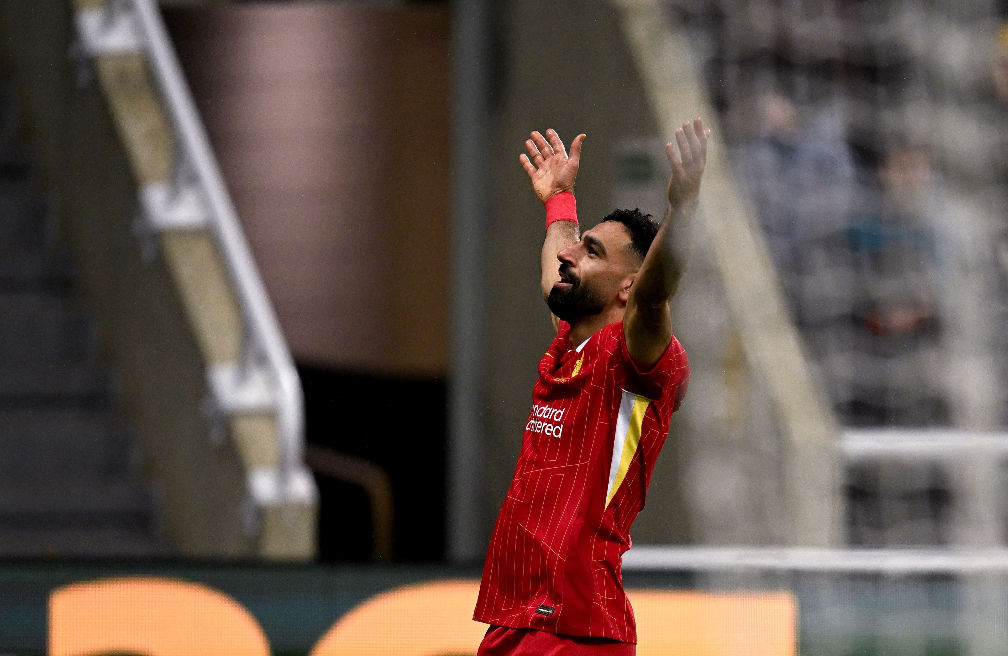 Mohamed Salah of Liverpool celebrating after scoring the third goal.jpg