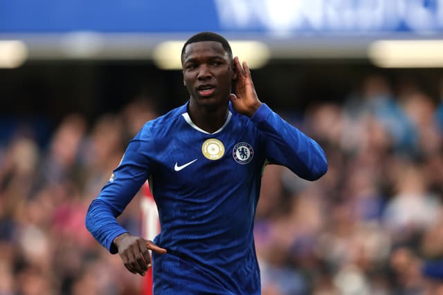 Moises Caicedo of Chelsea celebrates scoring his team's first goal