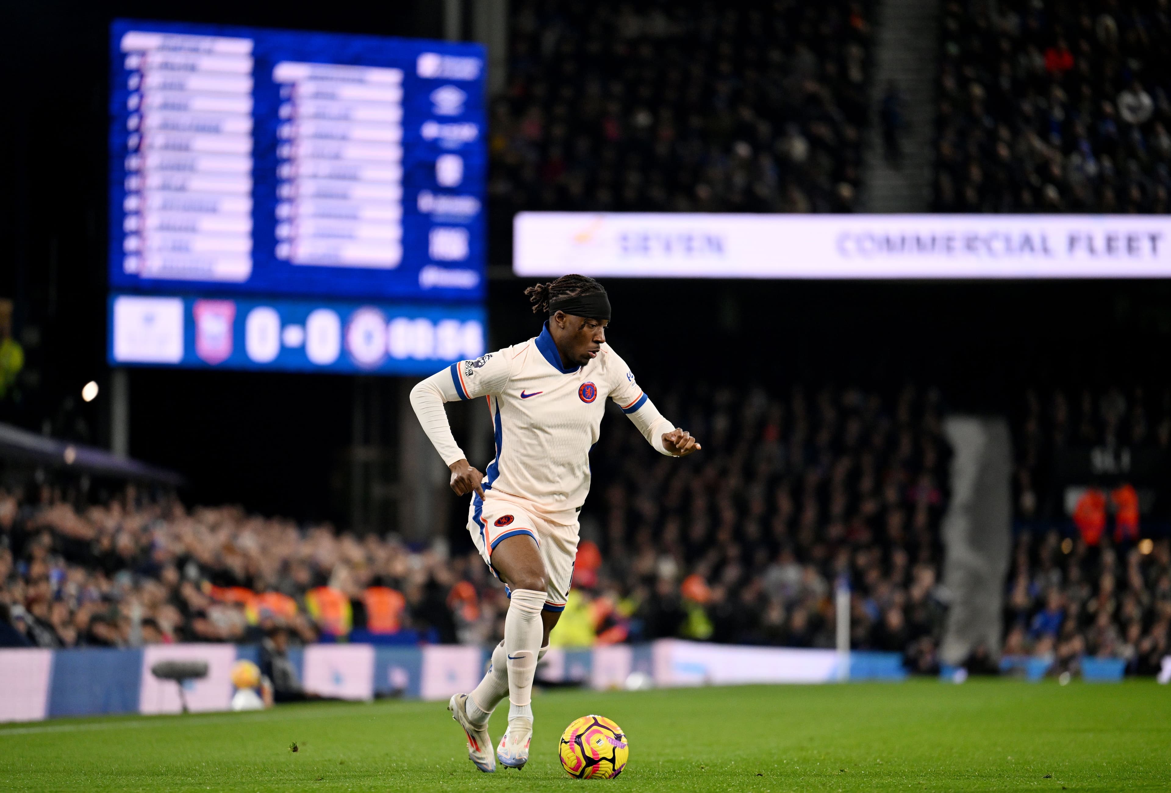 Noni Madueke of Chelsea controls the ball during the Premier League match
