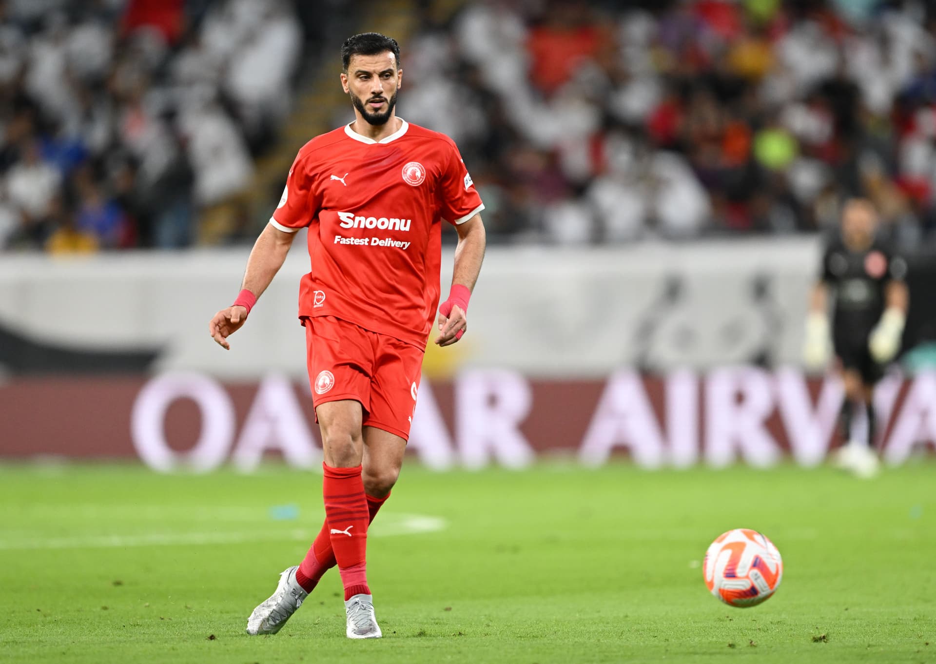 Omar Al Somah of Al Arabi on the ball during 2023 Amir Cup final