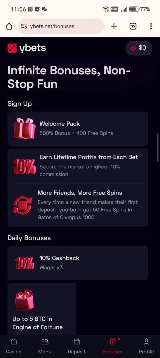 Ongoing Promotions at Ybets