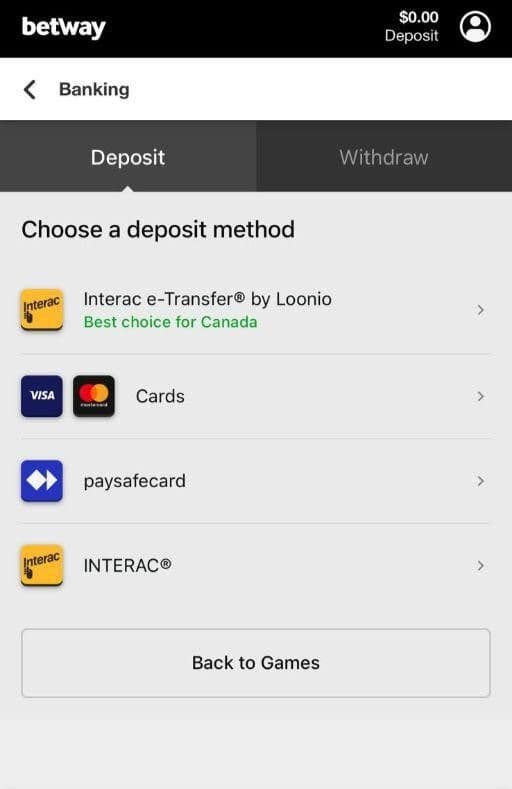 Open your casino wallet and click deposit to fund your gameplay