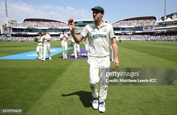 Pat Cummins of Australia acknowledges the crowd after taking 5 for during day two