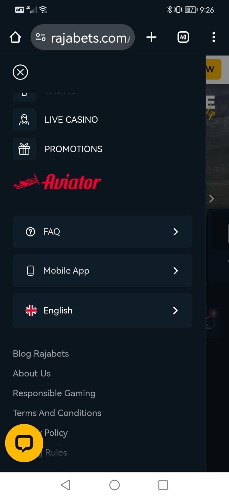 Rajabets APK for Android Devices Step 2