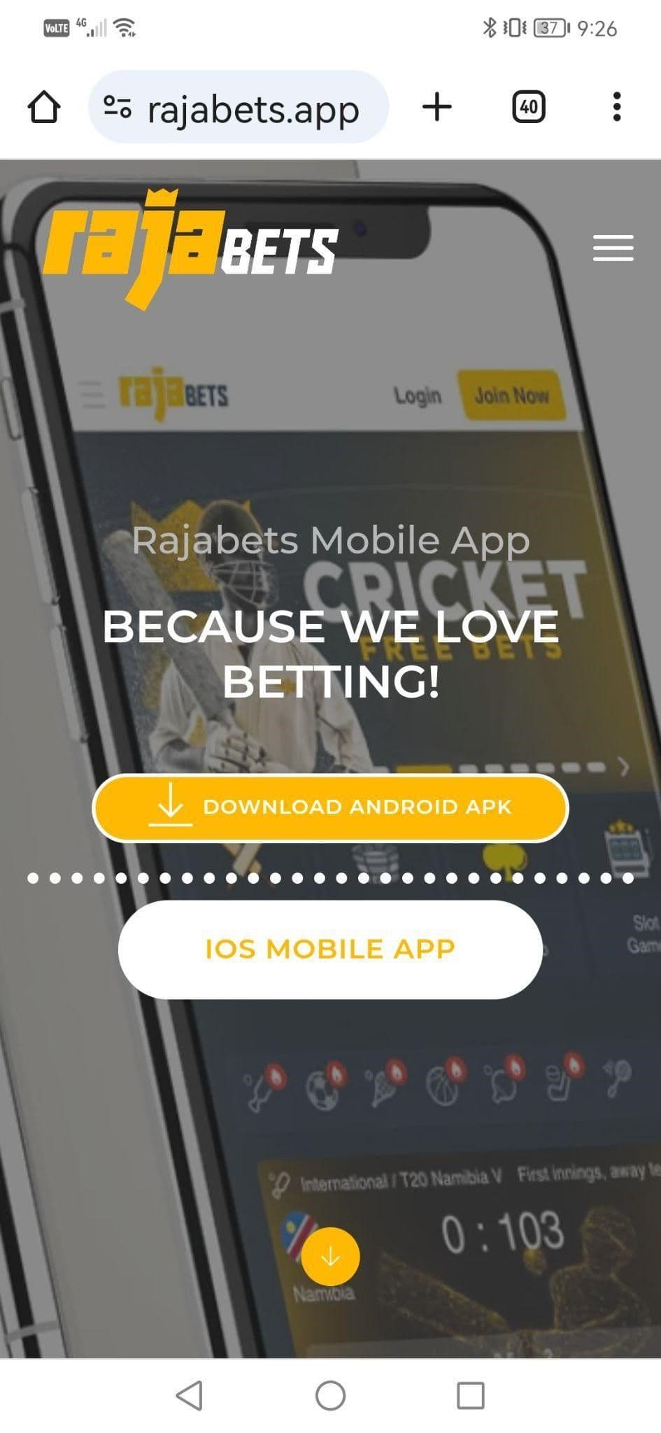 Rajabets APK for Android Devices Step 4