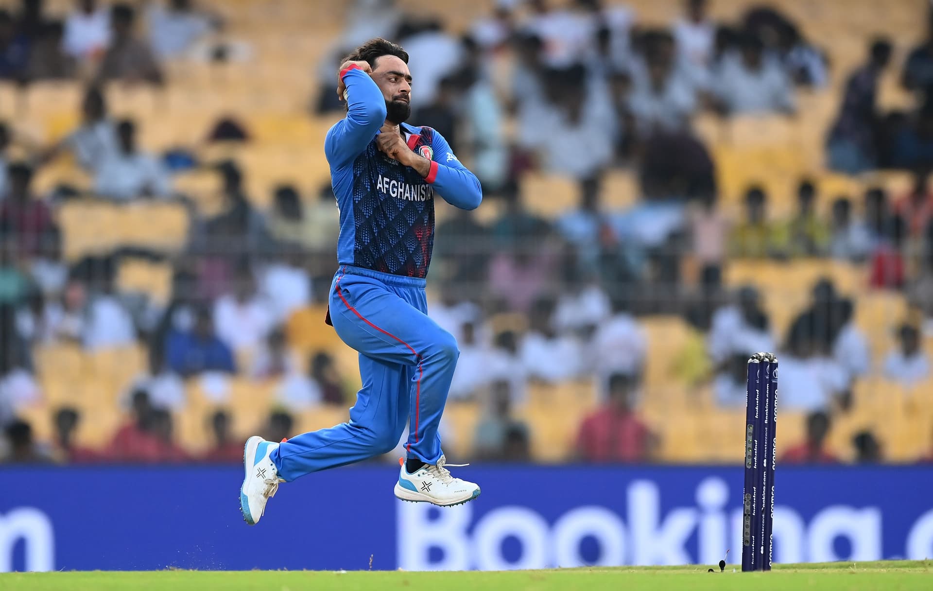 Rashid Khan of Afghanistan in bowling