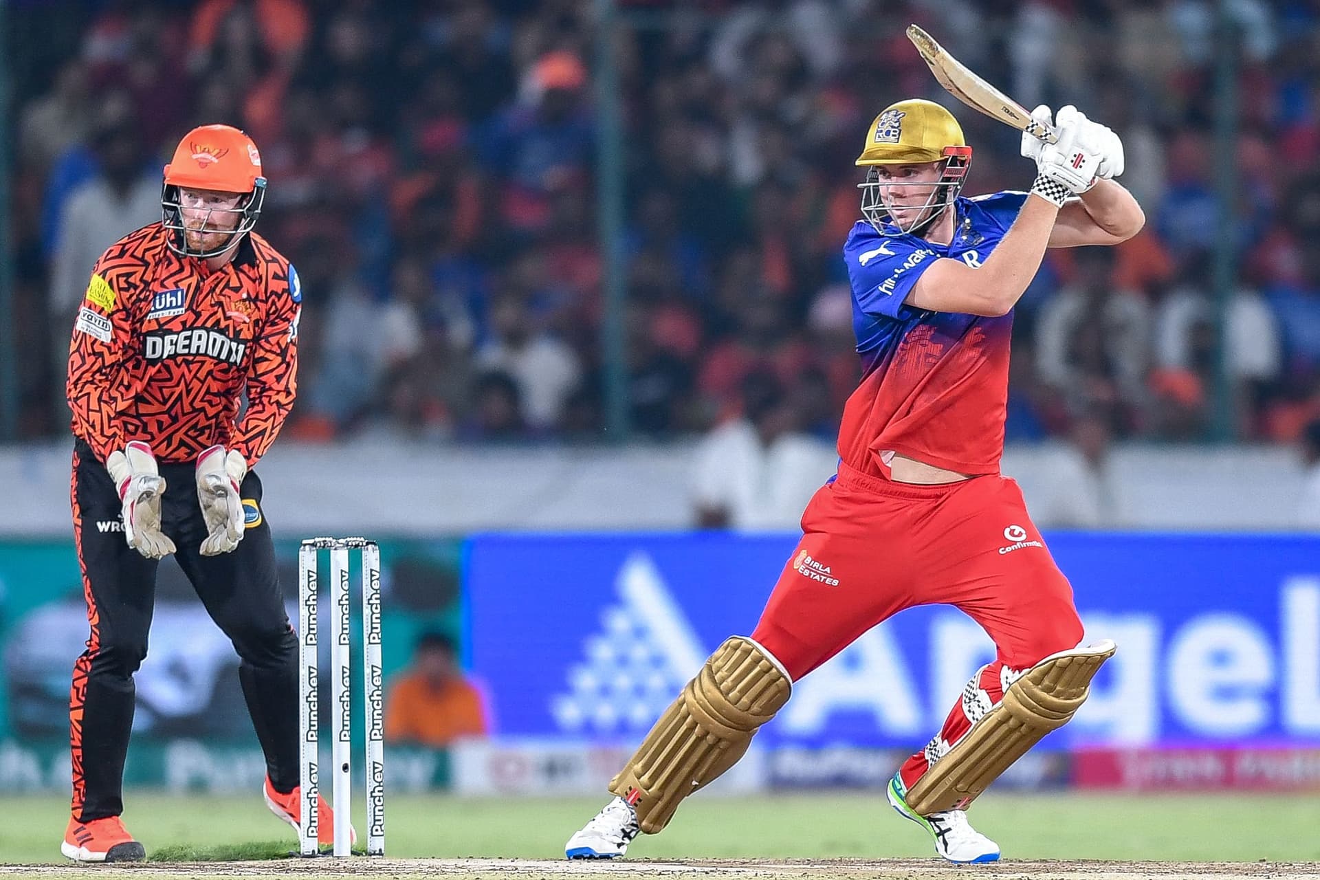 RCB's Cameron Green plays a shot during the IPL