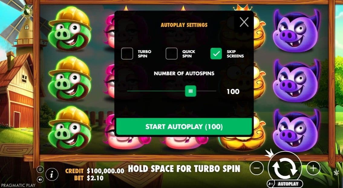 Select the autoplay menu and decide on the number of autoplay spins