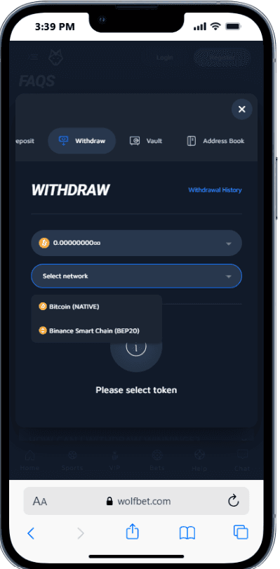 Select the cryptocurrency