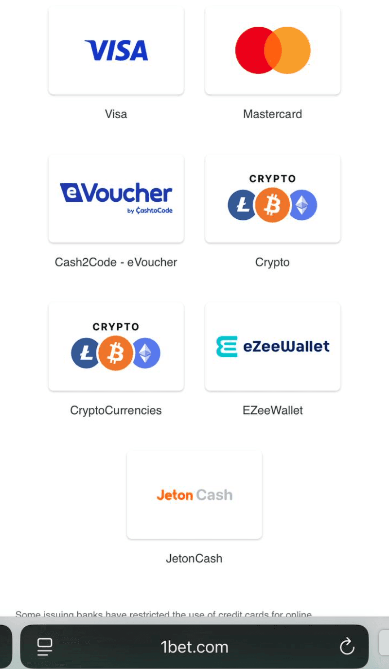 Select your payment method and the amount you wish to cash out