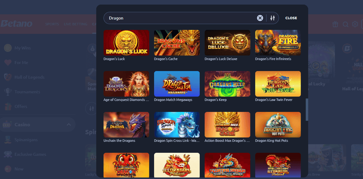 Sign in to the Dragon’s Luck casino and make your way to the slots