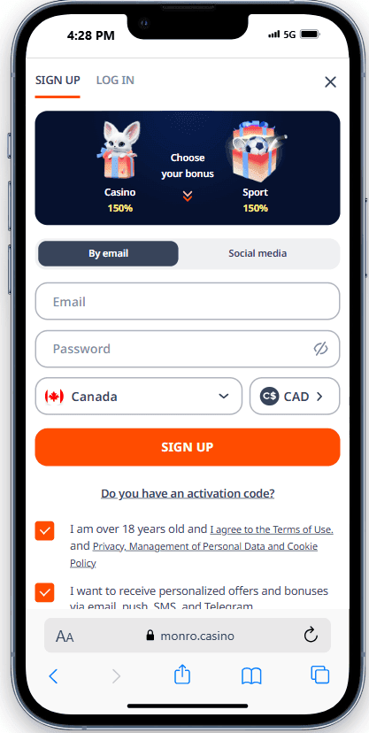 Sign up using email or social media..png