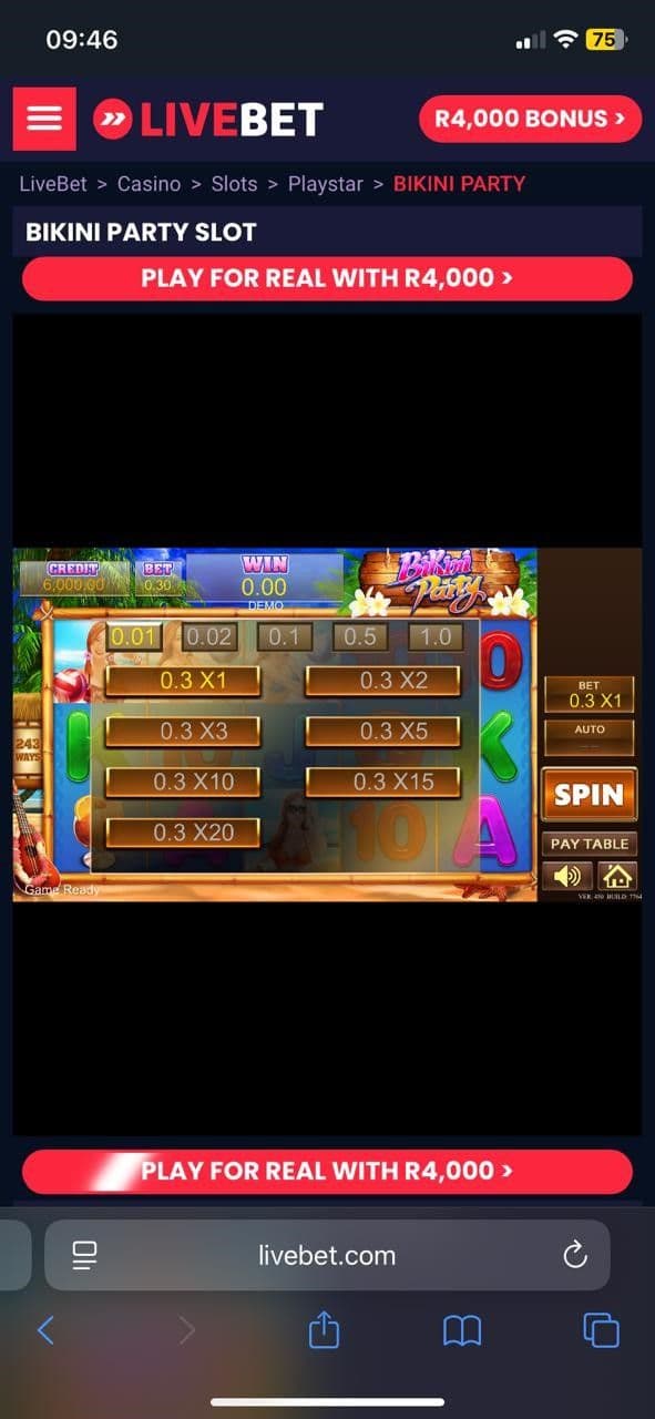 Simply set your bet size