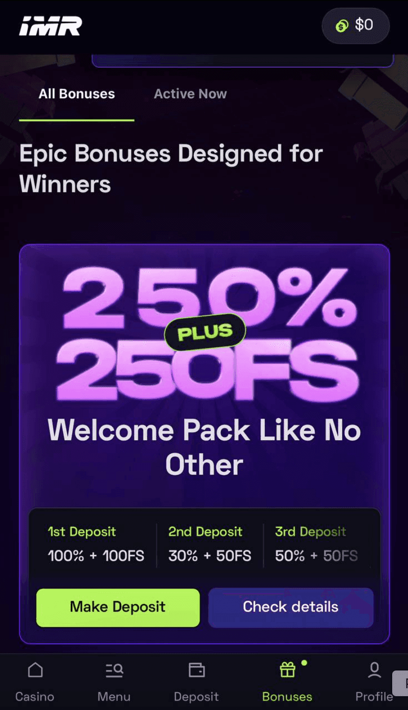 Sports and Casino Welcome Bonus Immerion