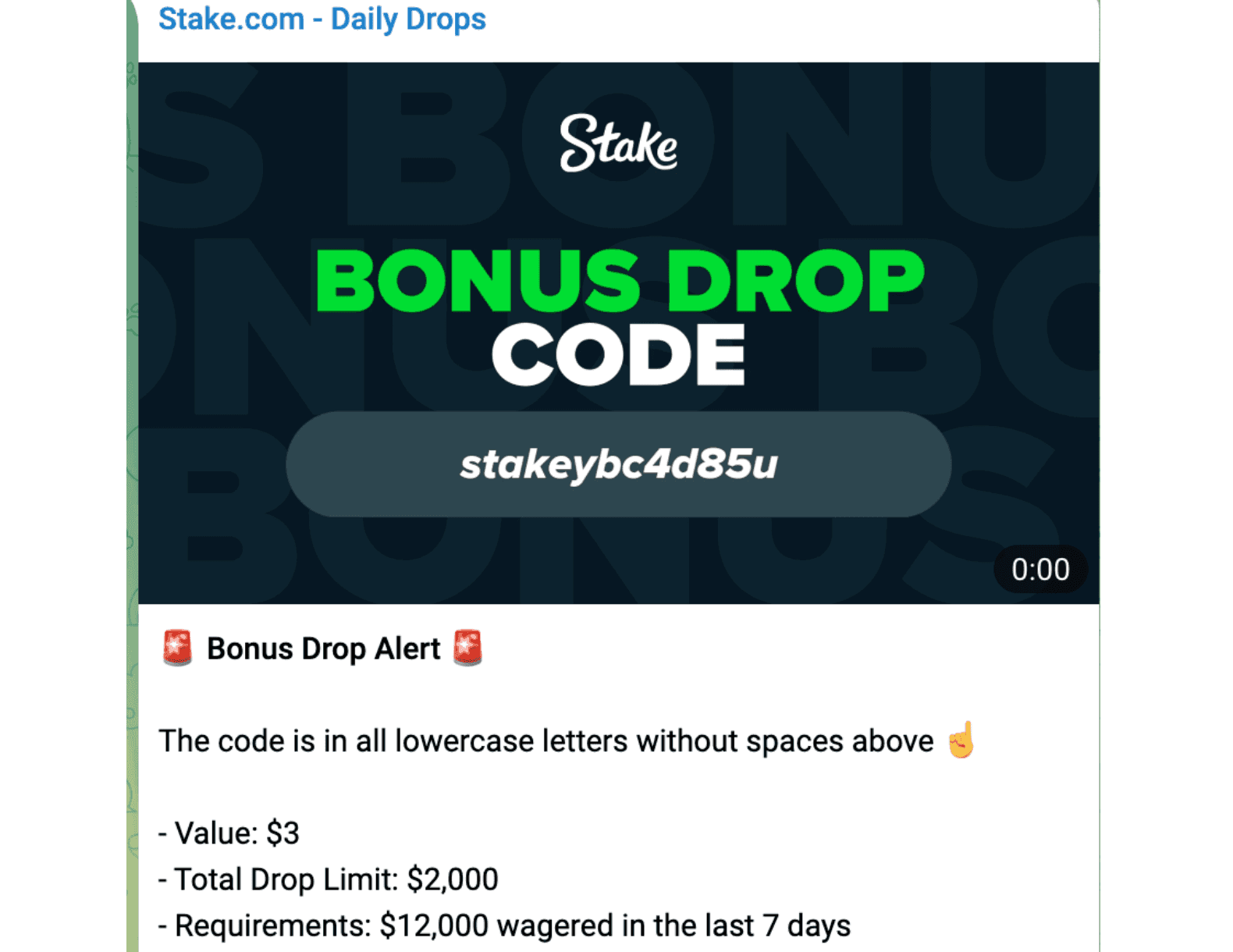 Stake.com Bonus Drop Codes