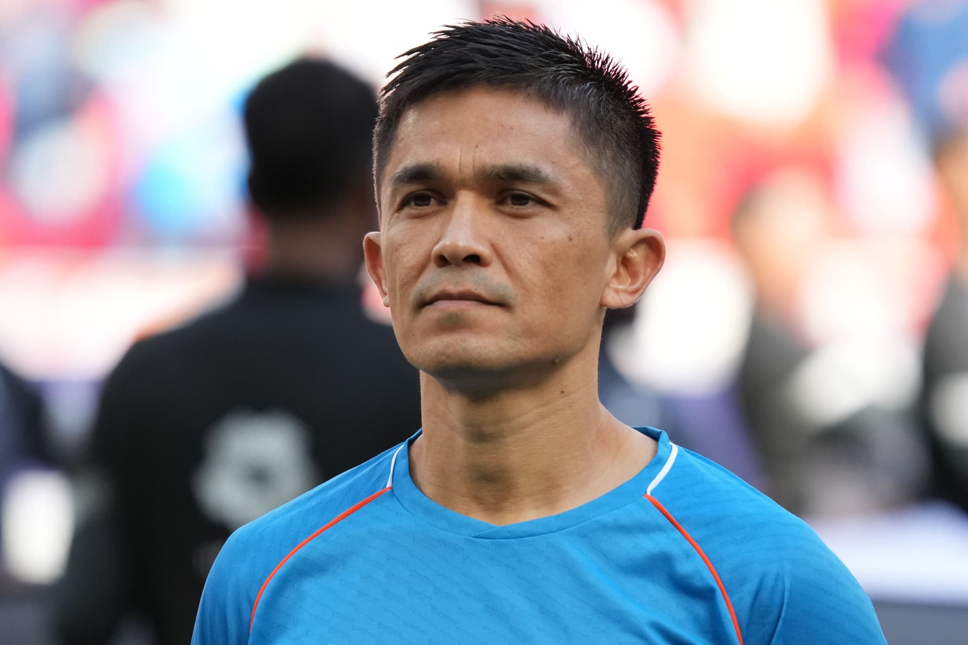 Sunil Chhetri of India looks on prior to the AFC Asian Cup