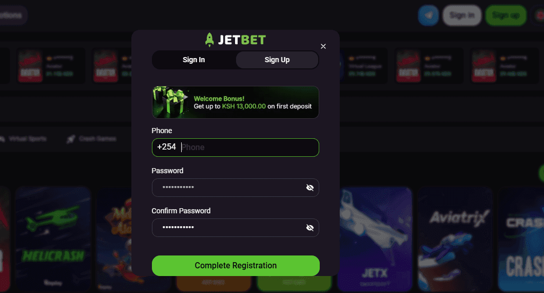 The Sign Up form asks you for your telephone number