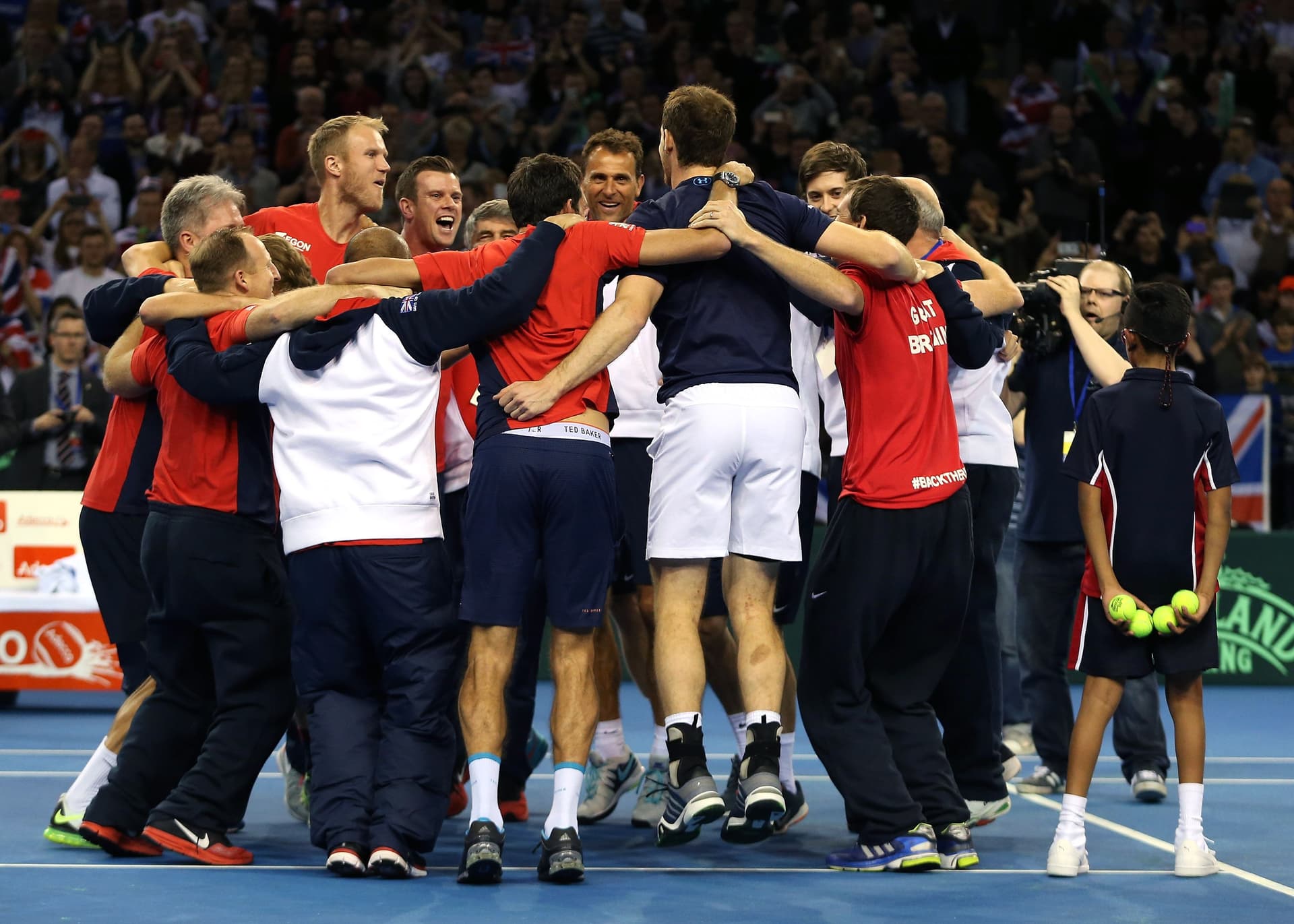 The victorious Aegon GB Davis Cup Team of Andy Murray, James Ward, Jamie Murray and Dominic Inglot