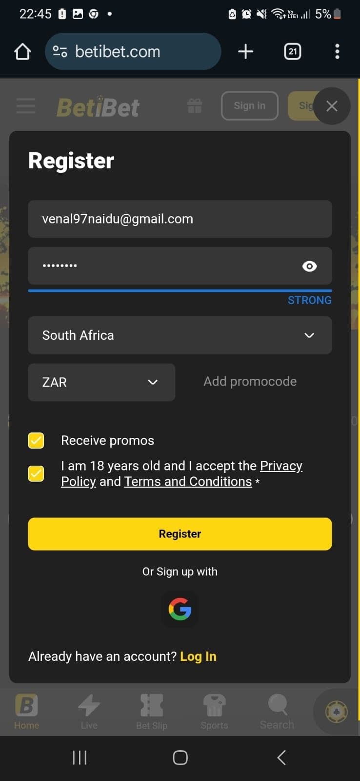 Tick the box to accept the terms & conditions