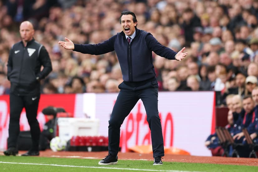 Unai Emery, Manager of Aston Villa, reacts during the Premier League match.jpg