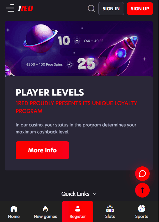 VIP Program & Exclusive Rewards From 1Red