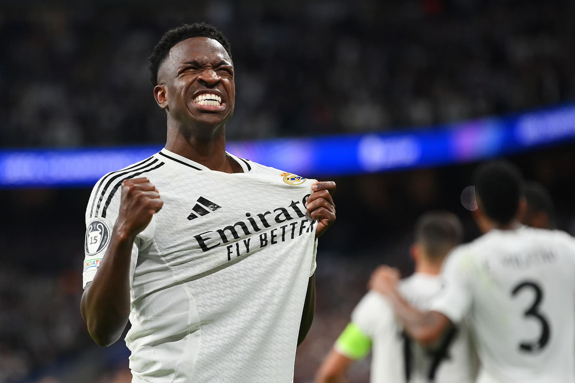 Vinicius Junior of Real Madrid celebrates scoring his team's fifth goal