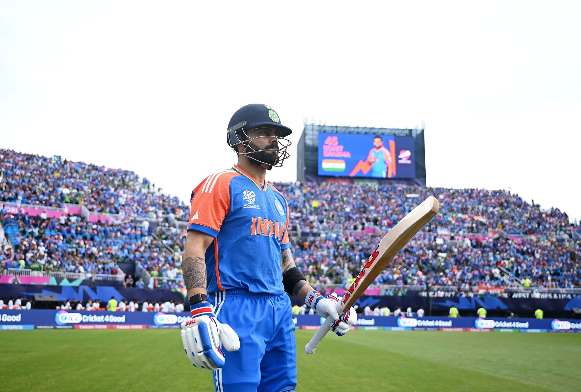Virat Kohli of India makes his way out to bat during the ICC Men's T20 Cricket World Cup