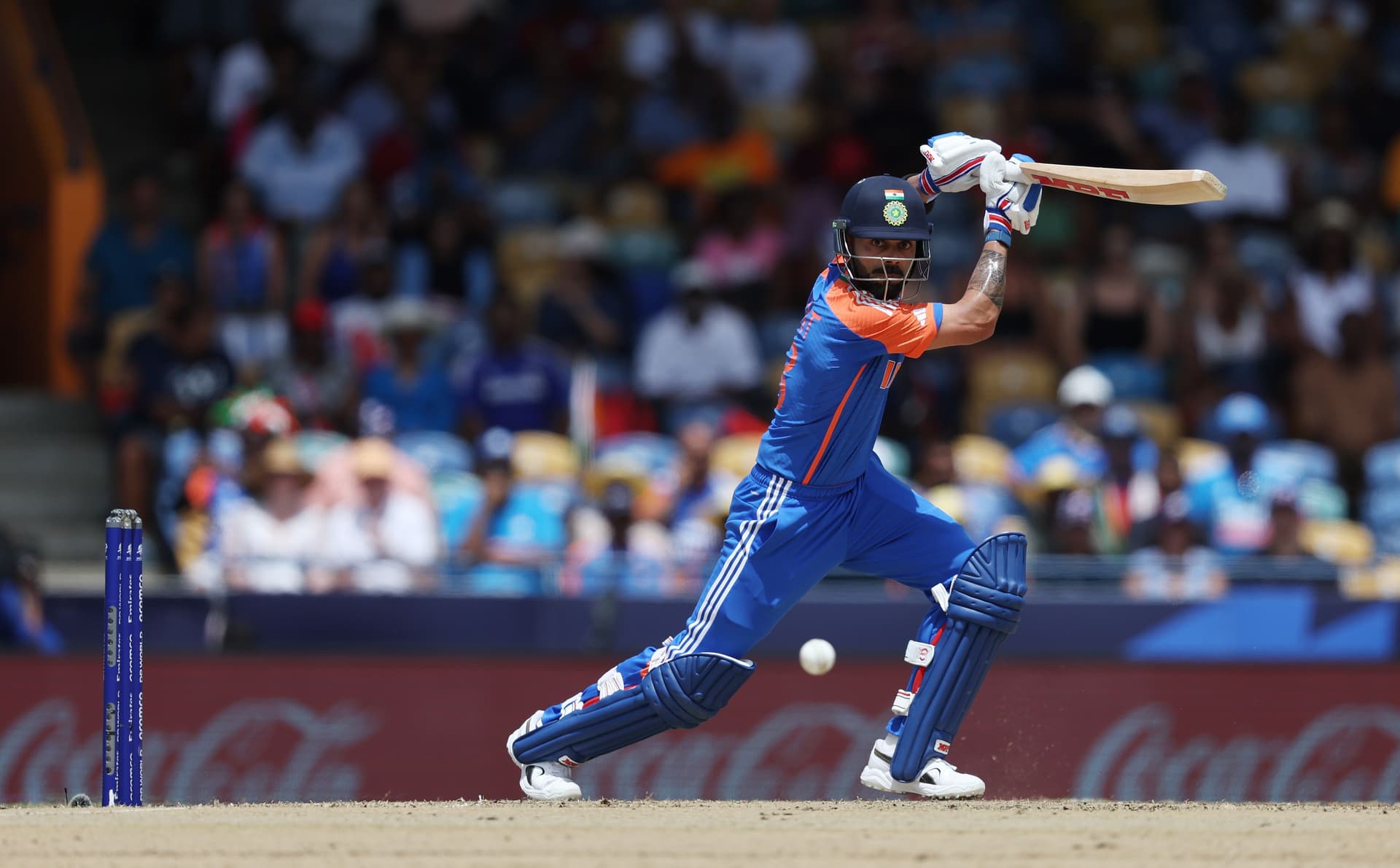Virat Kohli of India plays a shot during the ICC Men's T20 Cricket World Cup