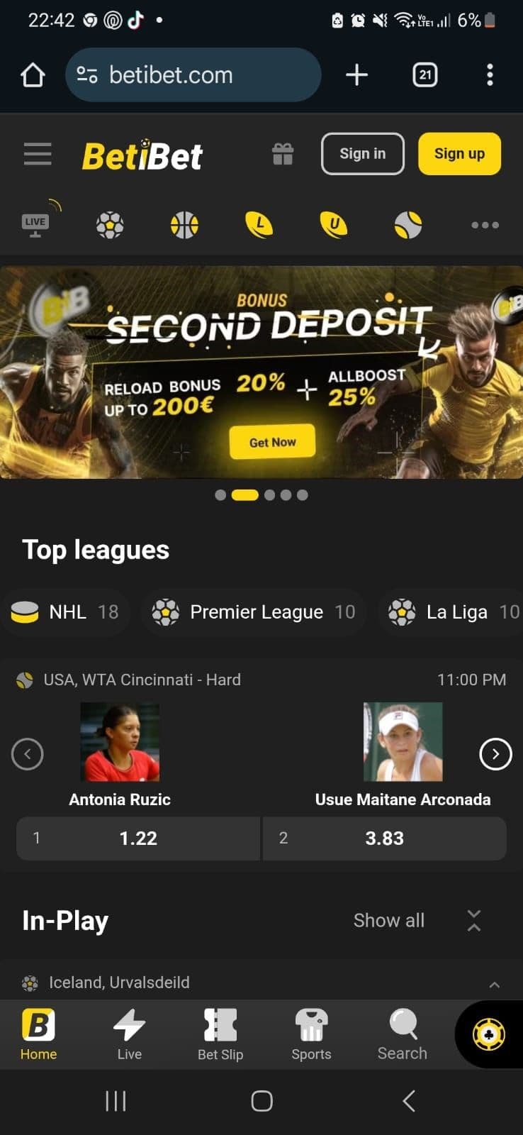 Visit the Betibet homepage and click “Register”.