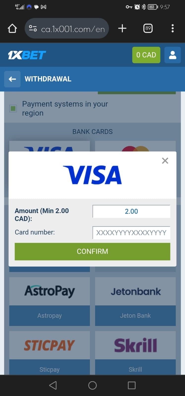 Withdraw Money from 1xBet
