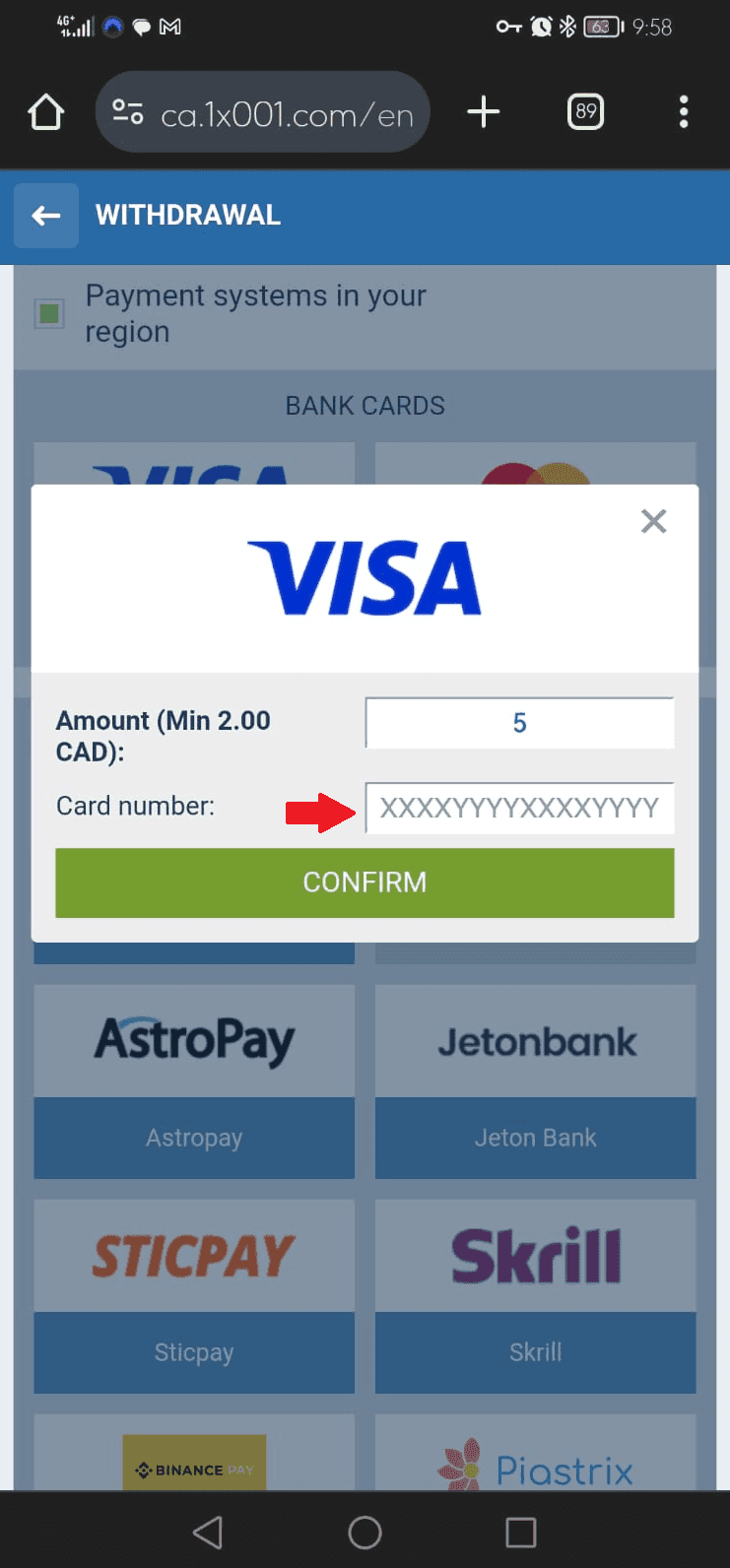Withdraw Money from 1xBet