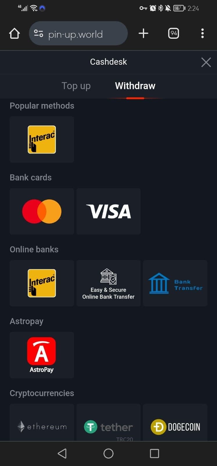 Pin Up Money withdrawal Guide Step 5