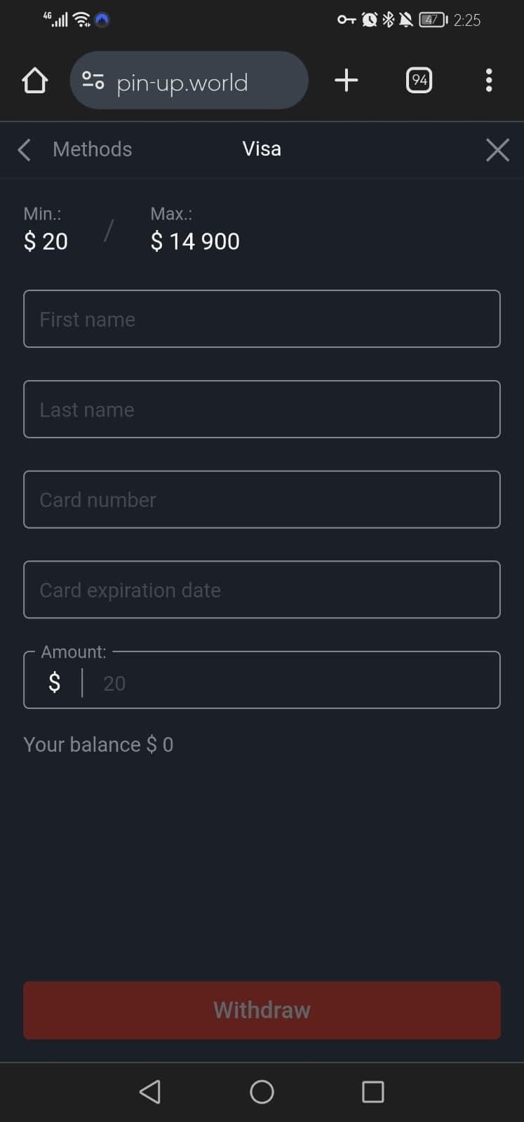 Pin Up Money withdrawal Guide Step 6