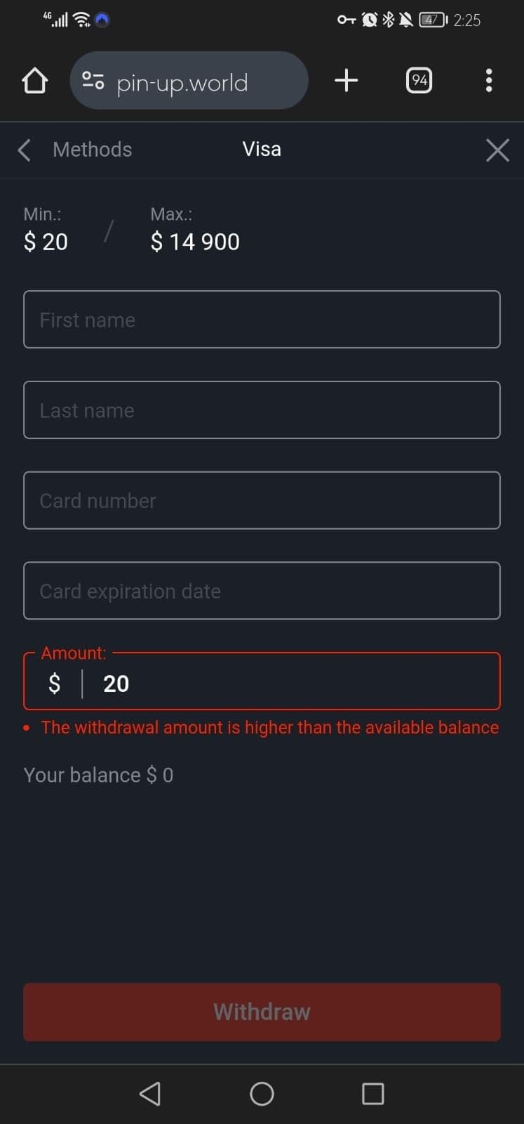 Pin Up Money withdrawal Guide Step 7