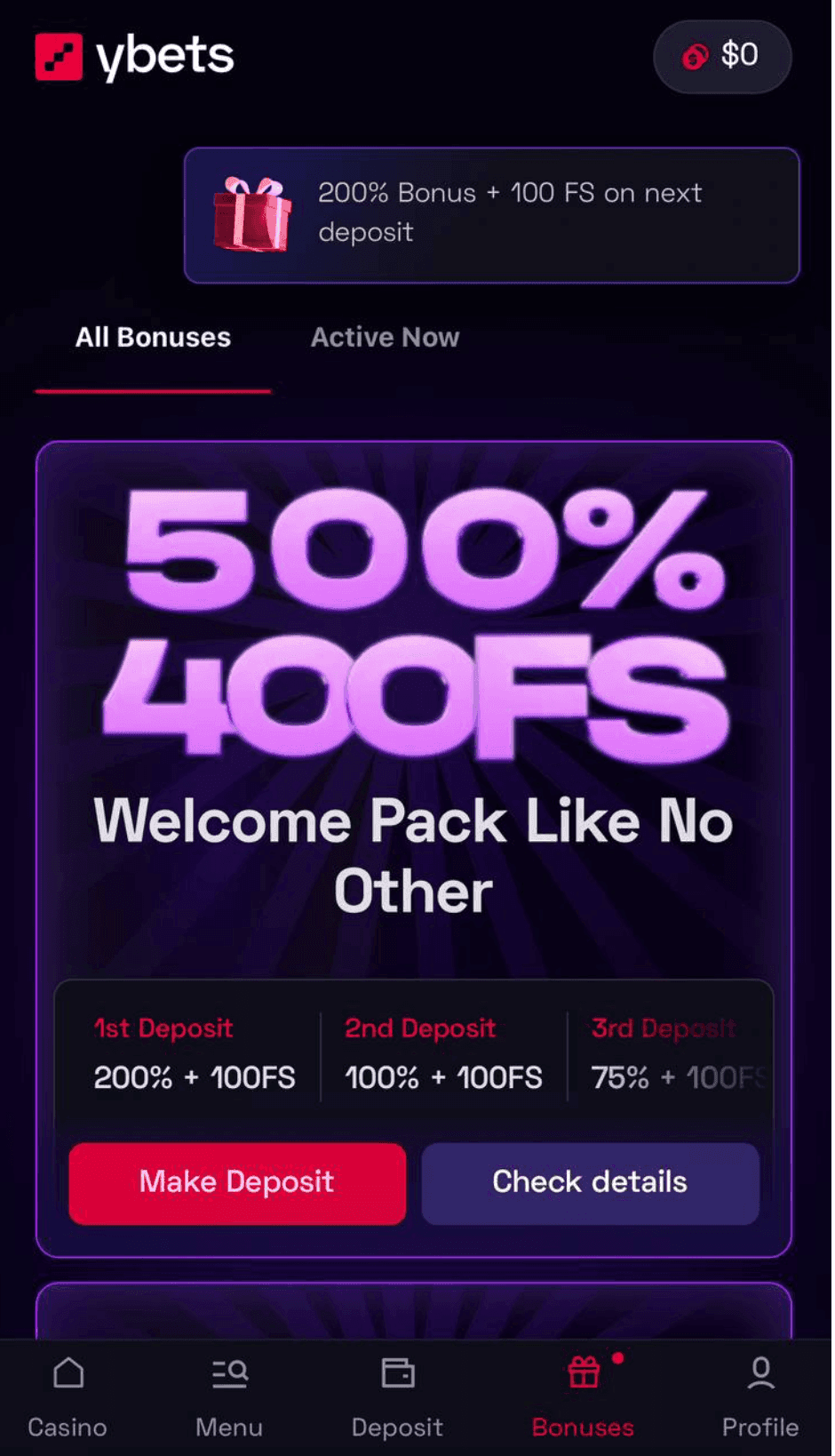 Ybets Bonuses & Promotions