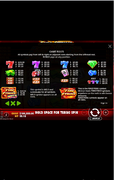 You will then be able to review the paytable