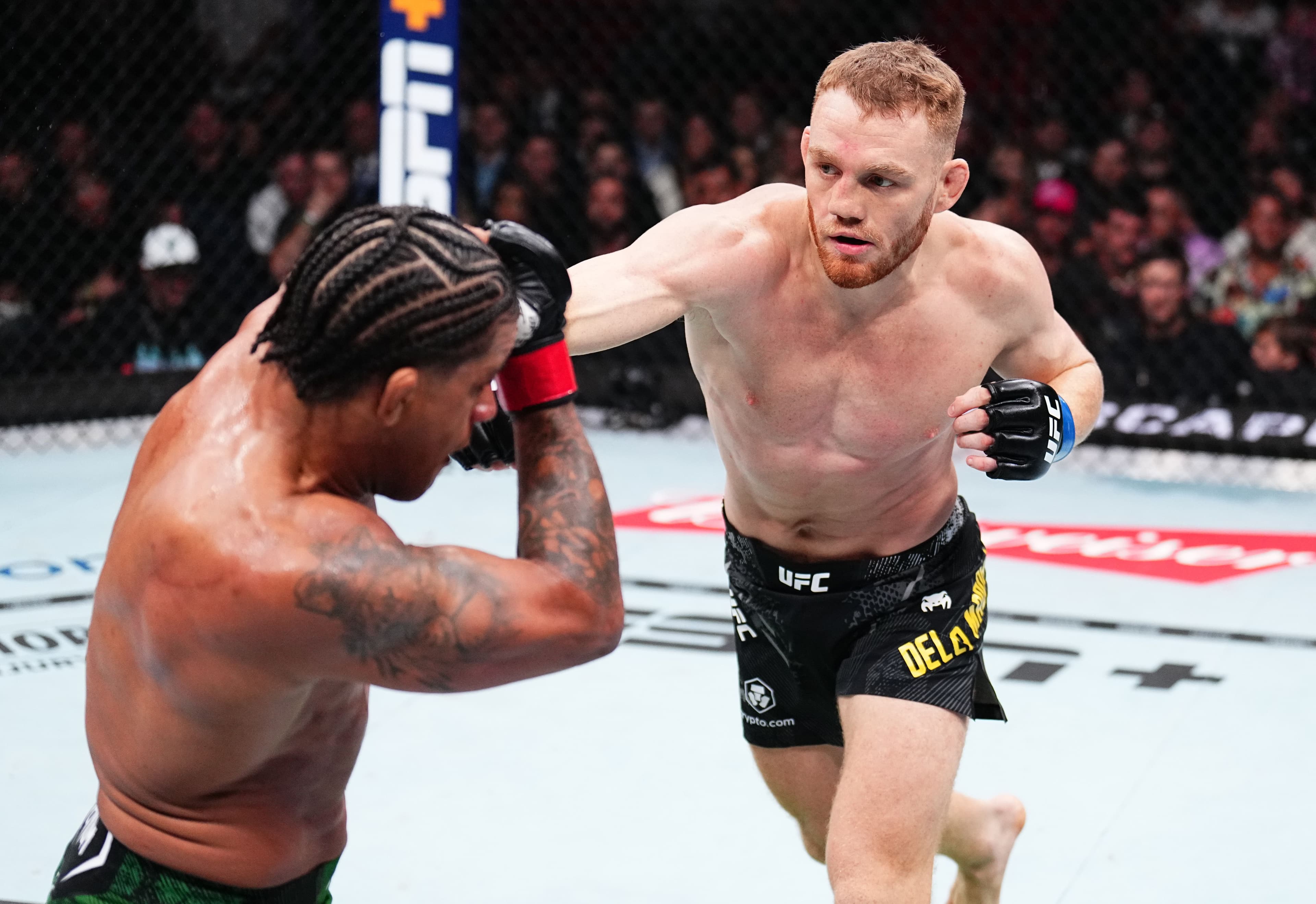 Jack Della Maddalena punches Gilbert Burns//Getty Images