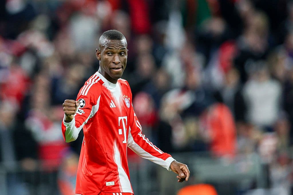 Nicolas Jackson of Bayern Munich celebrates after scoring a...